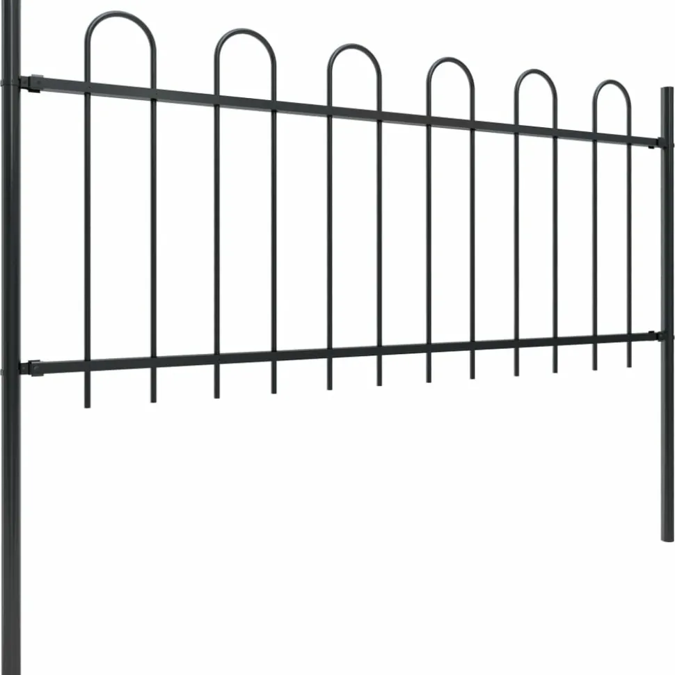 MAISON EXCLUSIVE - Clôture de jardin avec arceau en acier 1070 x 80 cm noir