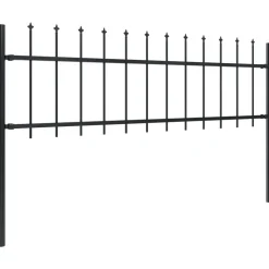 MAISON EXCLUSIVE - Clôture de jardin avec dessus en forme de lance en acier 714,5 x 60 cm noir