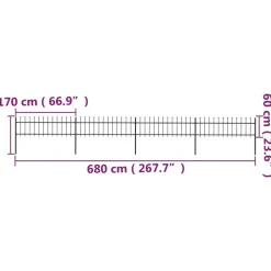 MAISON EXCLUSIVE - Clôture de jardin avec dessus en forme de lance en acier 714,5 x 60 cm noir