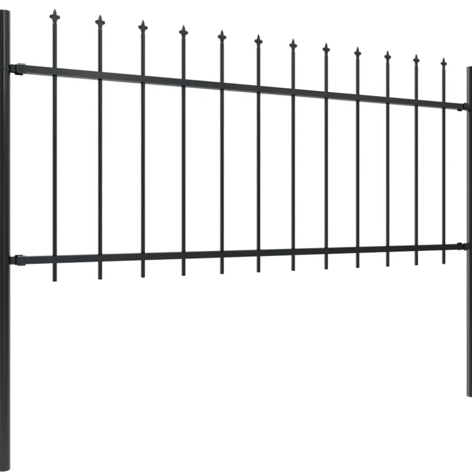 MAISON EXCLUSIVE - Clôture de jardin avec dessus en forme de lance en acier 892,5 x 80 cm noir