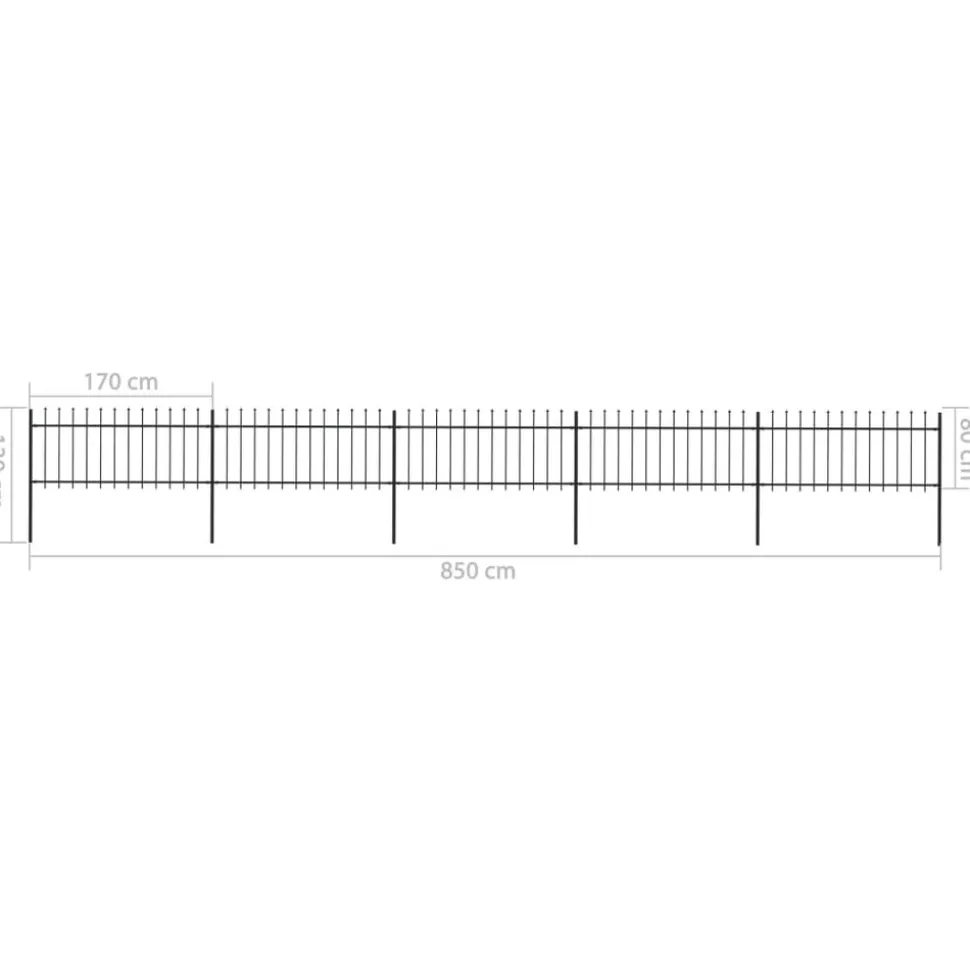 MAISON EXCLUSIVE - Clôture de jardin avec dessus en forme de lance en acier 892,5 x 80 cm noir