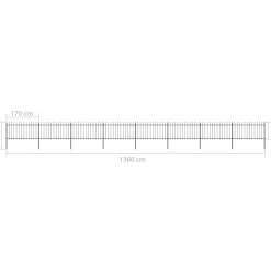 MAISON EXCLUSIVE - Clôture de jardin avec dessus en forme de lance en acier 1426 x 100 cm noir