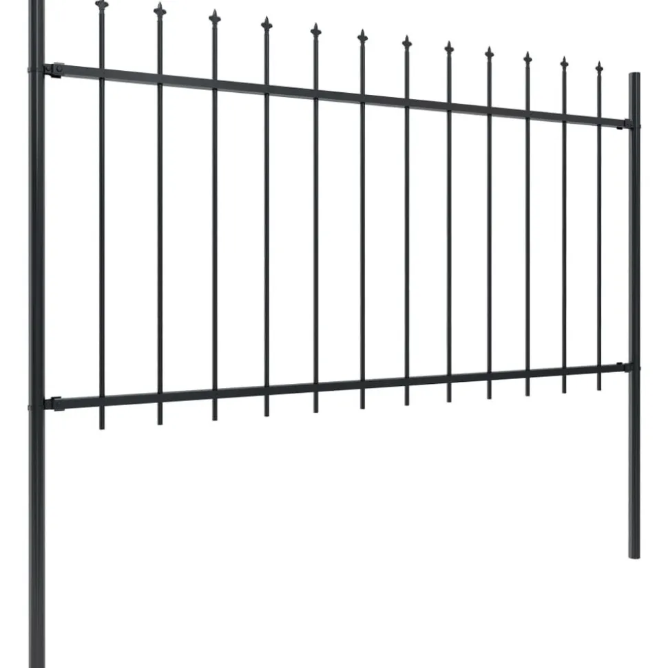 MAISON EXCLUSIVE - Clôture de jardin avec dessus en forme de lance en acier 1603,5 x 100 cm noir
