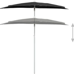 MAISON EXCLUSIVE - Demi-parasol de jardin avec mât 180x90 cm noir