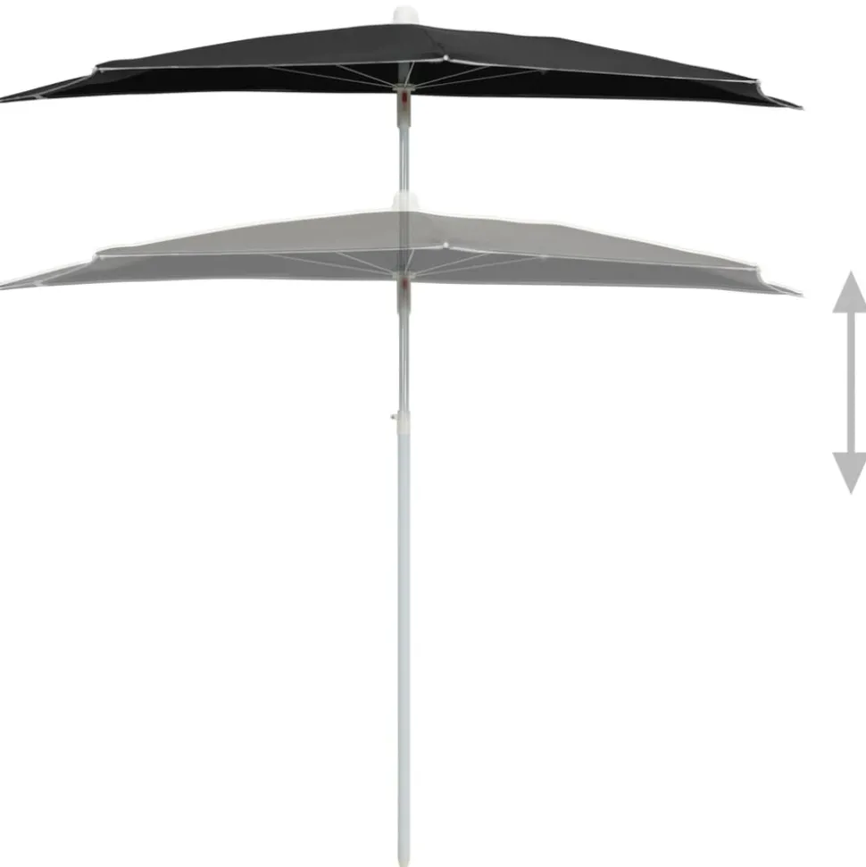 MAISON EXCLUSIVE - Demi-parasol de jardin avec mât 180x90 cm noir