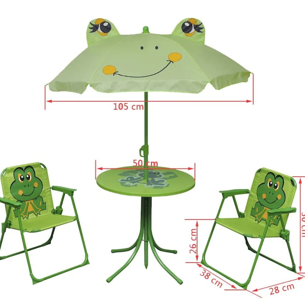 MAISON EXCLUSIVE - Ensemble de bistro avec parasol pour enfants 3 pcs vert
