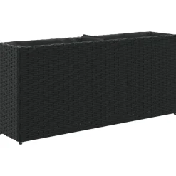 MAISON EXCLUSIVE - Jardinière avec 2 pots noir 90x20x40 cm résine tressée