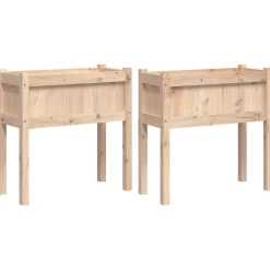 MAISON EXCLUSIVE - Jardinières 2 pcs avec pieds bois de pin massif