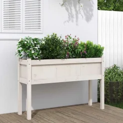MAISON EXCLUSIVE - Jardinières avec pieds blanc 110x31x70 cm bois de pin massif