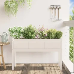 MAISON EXCLUSIVE - Jardinières avec pieds blanc 110x31x70 cm bois de pin massif