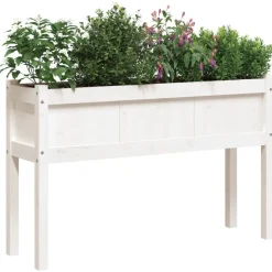 MAISON EXCLUSIVE - Jardinières avec pieds blanc 110x31x70 cm bois de pin massif