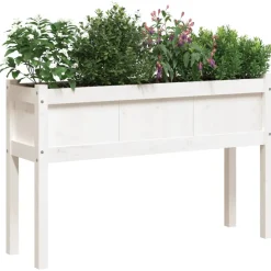 MAISON EXCLUSIVE - Jardinières 2 pcs avec pieds blanc bois de pin massif