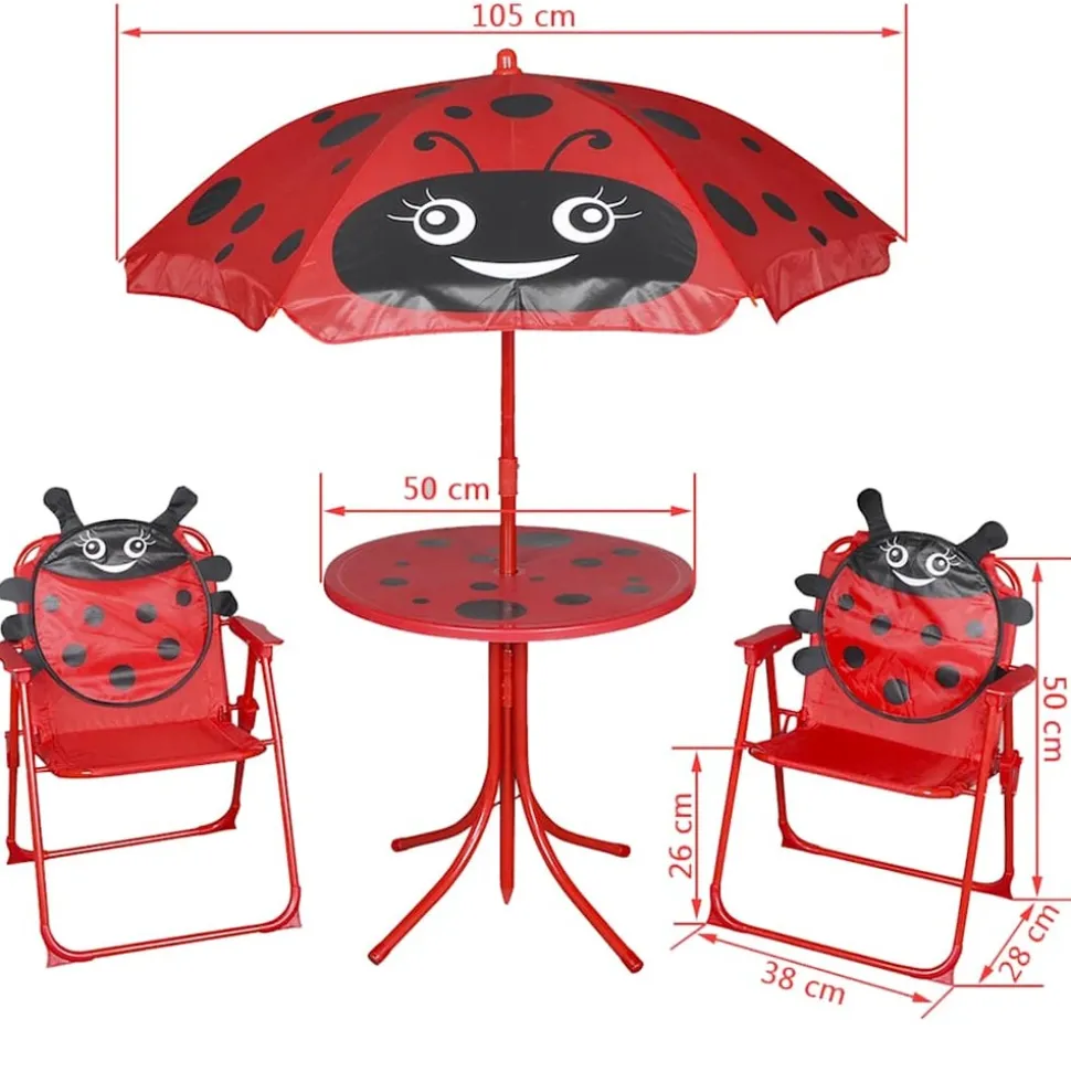 MAISON EXCLUSIVE - Jeu de bistro avec parasol pour enfants 3 pcs rouge