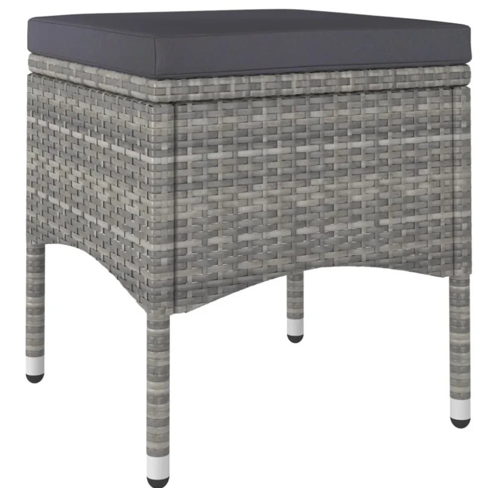 MAISON EXCLUSIVE - Jeu de chaise et tabouret de jardin 4 pcs résine tressée gris