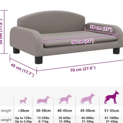 MAISON EXCLUSIVE - Lit pour chien taupe 70x45x30 cm tissu