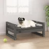 MAISON EXCLUSIVE - Lit pour chien gris 65,5x50,5x28 cm bois de pin solide