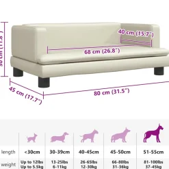 MAISON EXCLUSIVE - Lit pour chien crème 80x45x30 cm similicuir