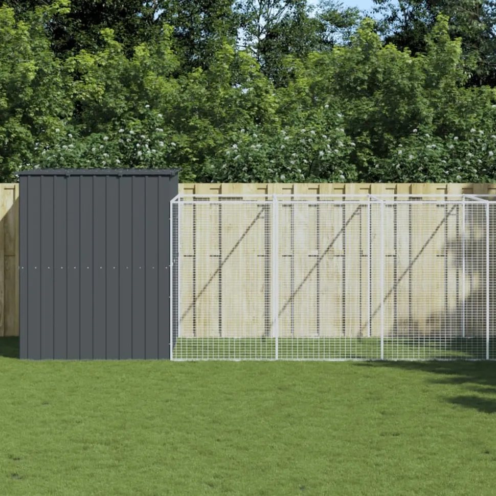 MAISON EXCLUSIVE - Niche pour chien avec cour anthracite 214x1273x181 cm