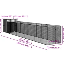 MAISON EXCLUSIVE - Niche pour chien avec cour gris clair 165x1067x181 cm