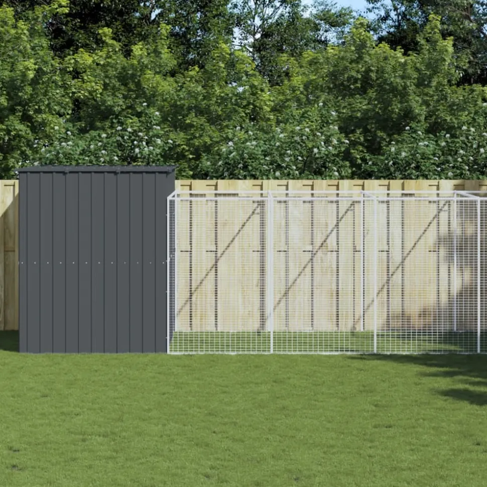MAISON EXCLUSIVE - Niche pour chien avec cour anthracite 214x865x181 cm