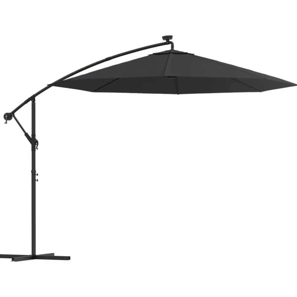 MAISON EXCLUSIVE - Parasol de jardin en porte-à-faux et lumières led mât en acier