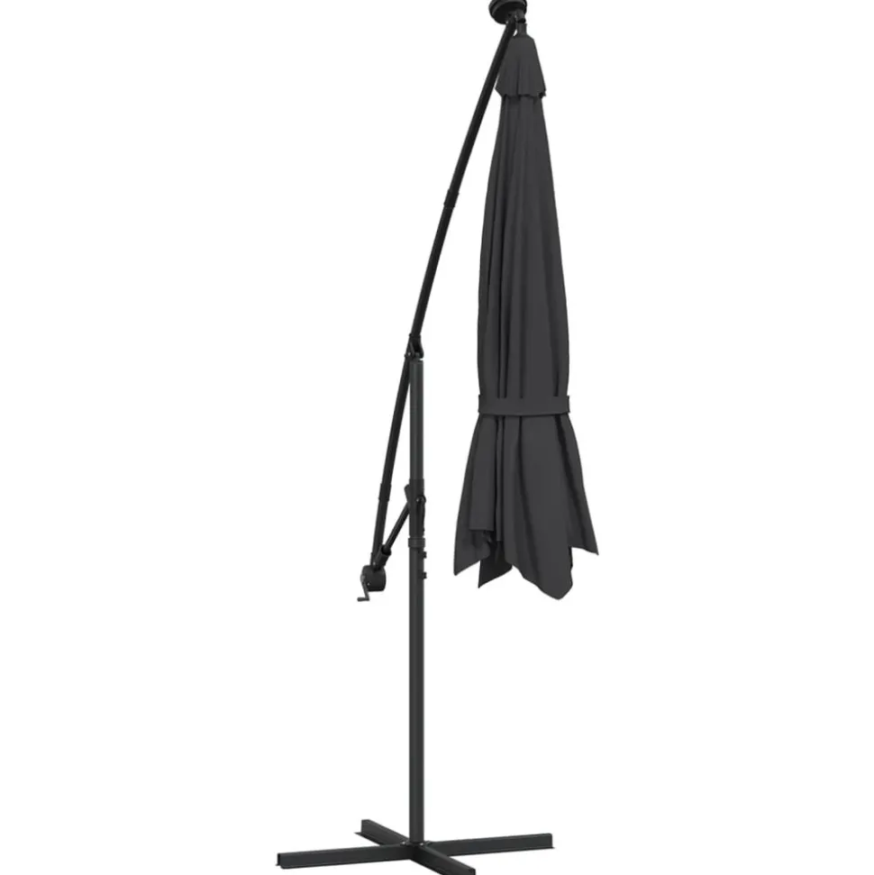 MAISON EXCLUSIVE - Parasol de jardin en porte-à-faux et lumières led mât en acier