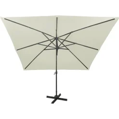 MAISON EXCLUSIVE - Parasol de jardin en porte-à-faux et mât et lumières led sable