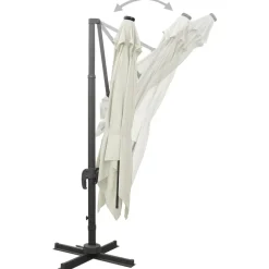 MAISON EXCLUSIVE - Parasol de jardin en porte-à-faux et mât et lumières led sable