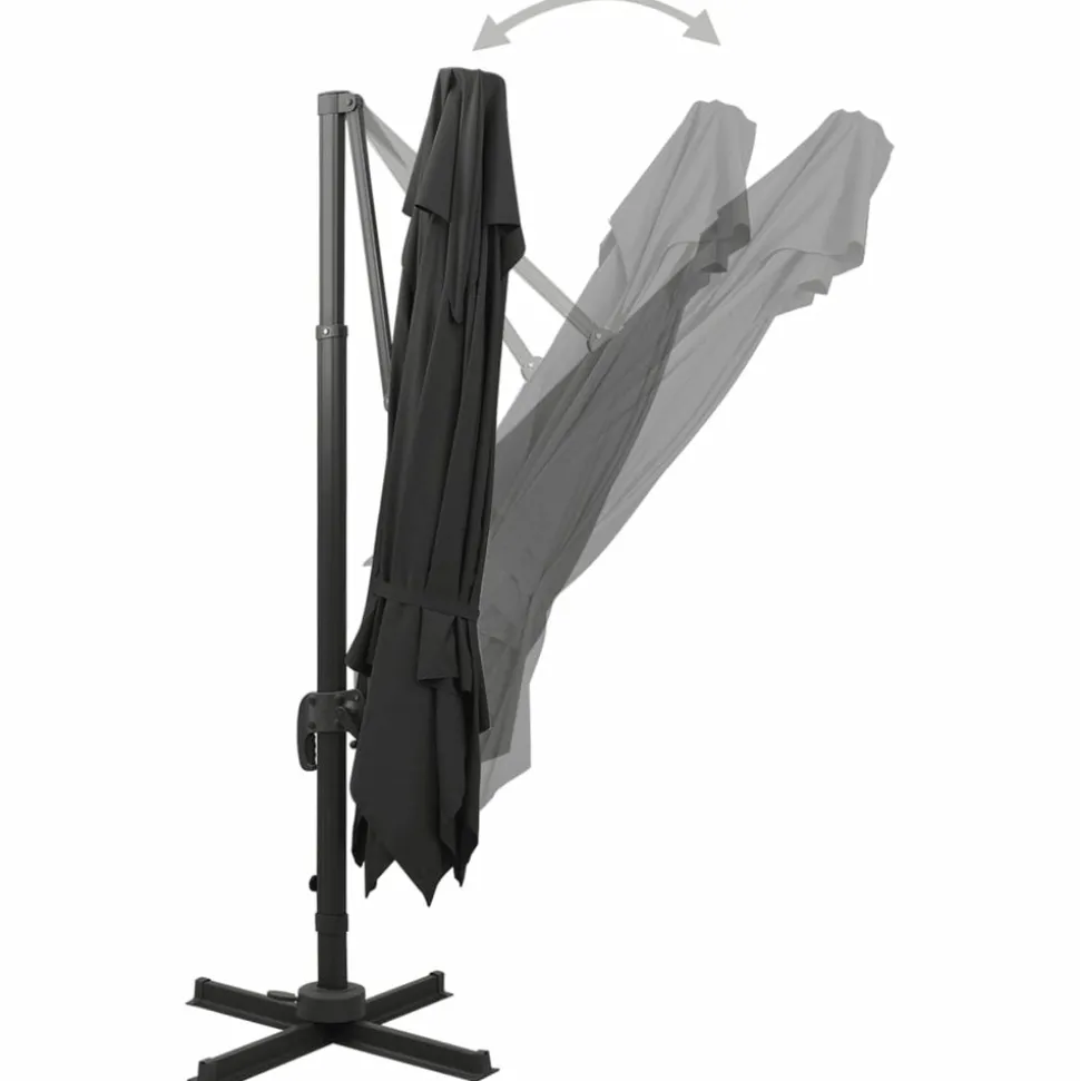 MAISON EXCLUSIVE - Parasol de jardin en porte-à-faux avec double toit noir