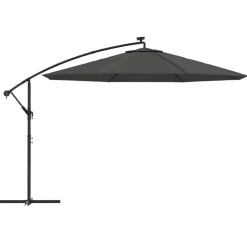 MAISON EXCLUSIVE - Parasol de jardin en porte-à-faux et lumières led mât en métal