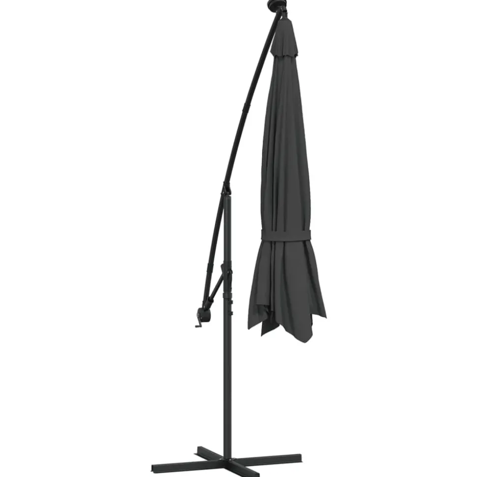 MAISON EXCLUSIVE - Parasol de jardin en porte-à-faux et lumières led mât en métal