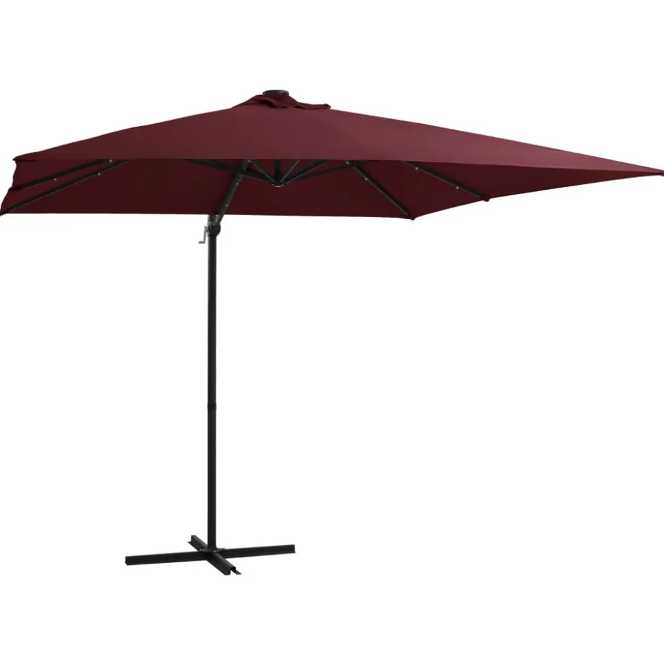 MAISON EXCLUSIVE - Parasol de jardin en porte-à-faux lumières led rouge bordeaux