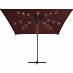 MAISON EXCLUSIVE - Parasol de jardin en porte-à-faux lumières led rouge bordeaux