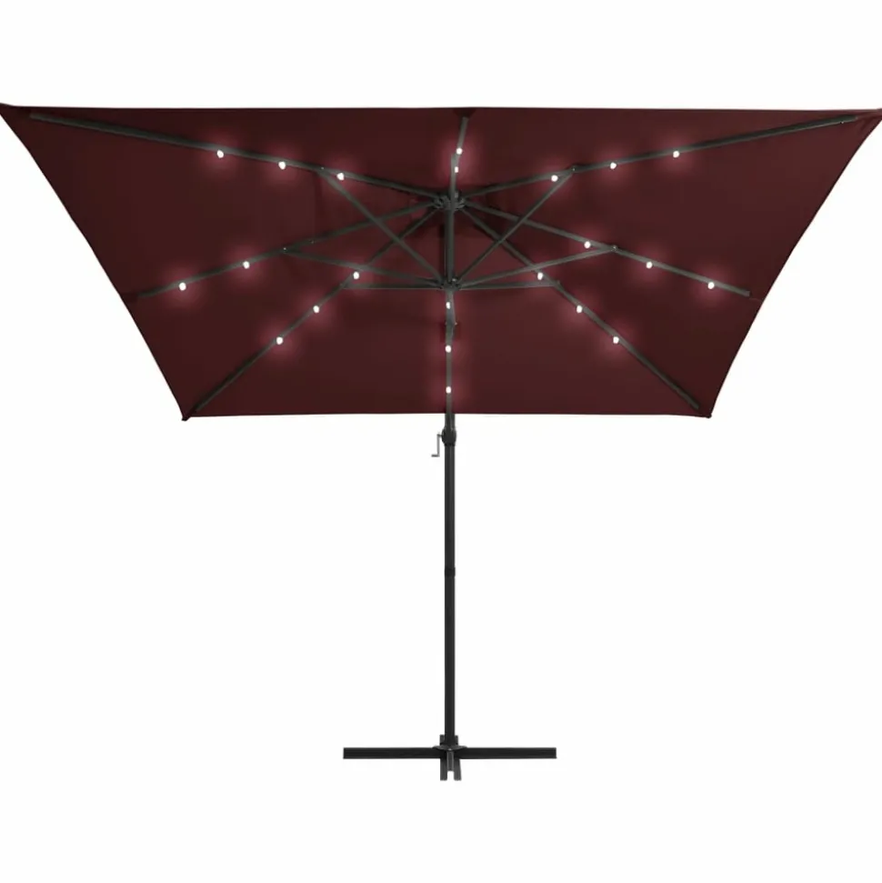 MAISON EXCLUSIVE - Parasol de jardin en porte-à-faux lumières led rouge bordeaux
