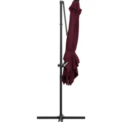 MAISON EXCLUSIVE - Parasol de jardin en porte-à-faux lumières led rouge bordeaux