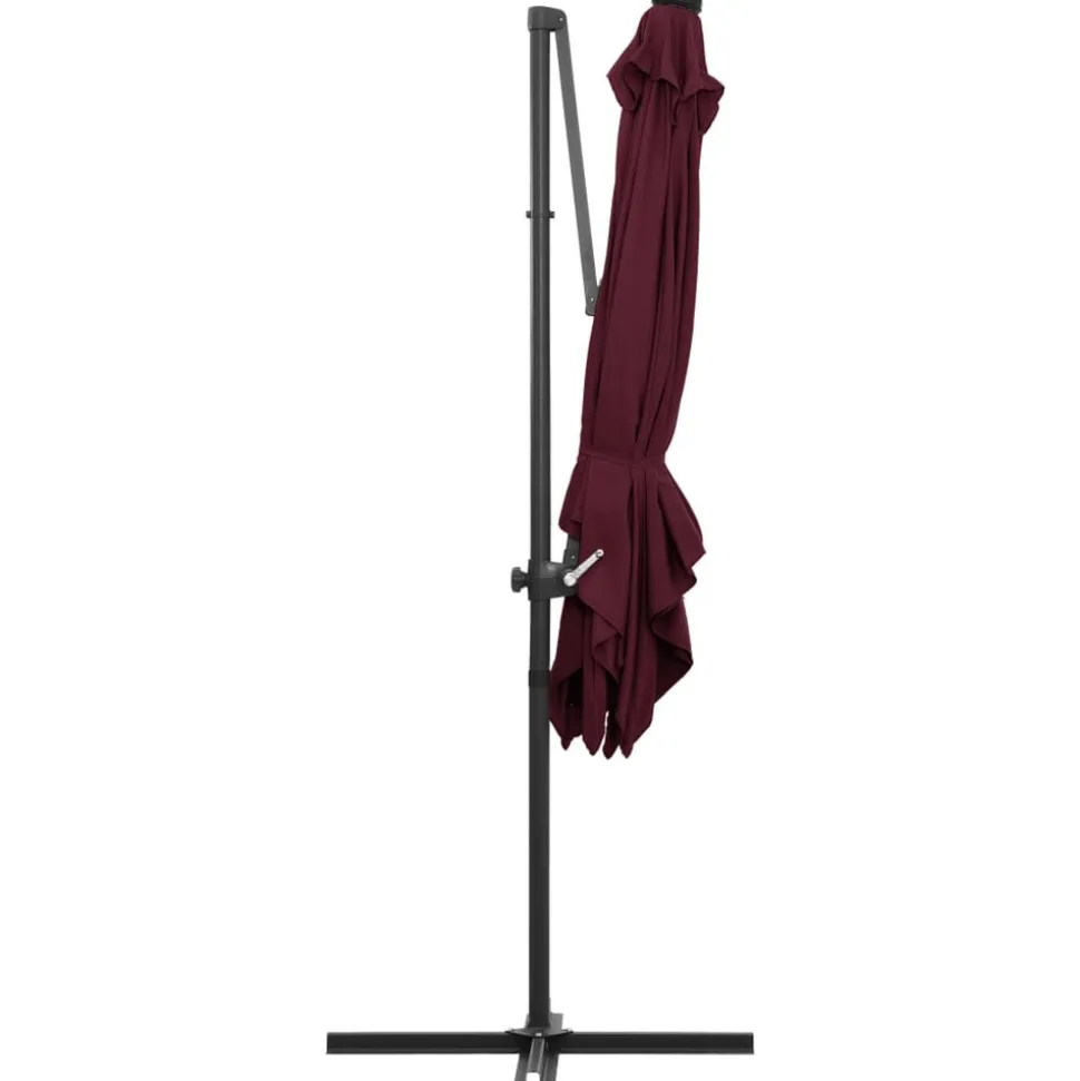 MAISON EXCLUSIVE - Parasol de jardin en porte-à-faux lumières led rouge bordeaux