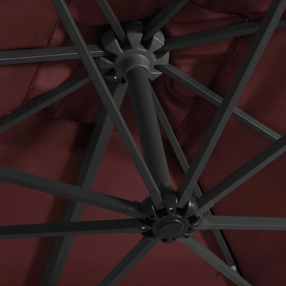 MAISON EXCLUSIVE - Parasol de jardin en porte-à-faux lumières led rouge bordeaux