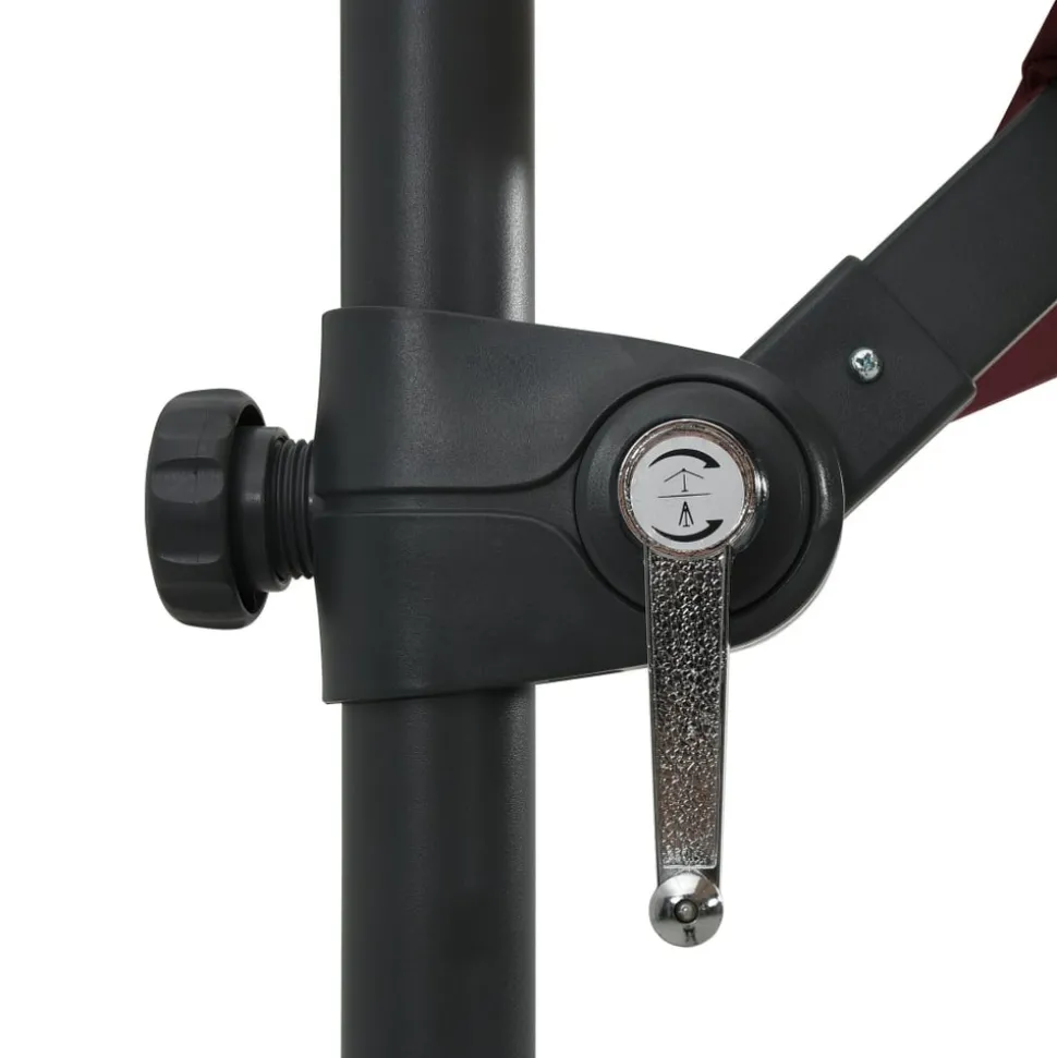 MAISON EXCLUSIVE - Parasol de jardin en porte-à-faux lumières led rouge bordeaux