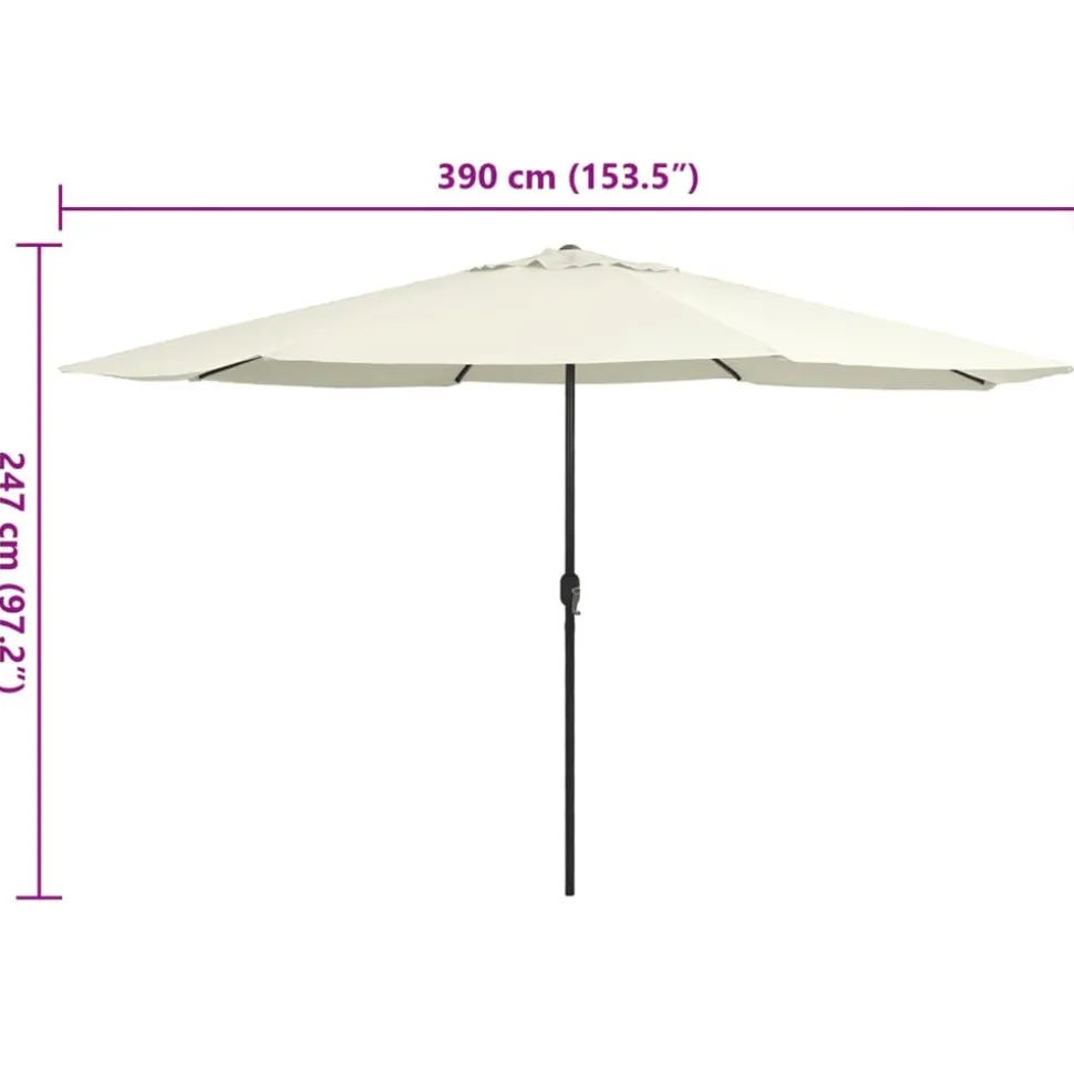 MAISON EXCLUSIVE - Parasol de jardin avec mât en métal 390 cm blanc sable
