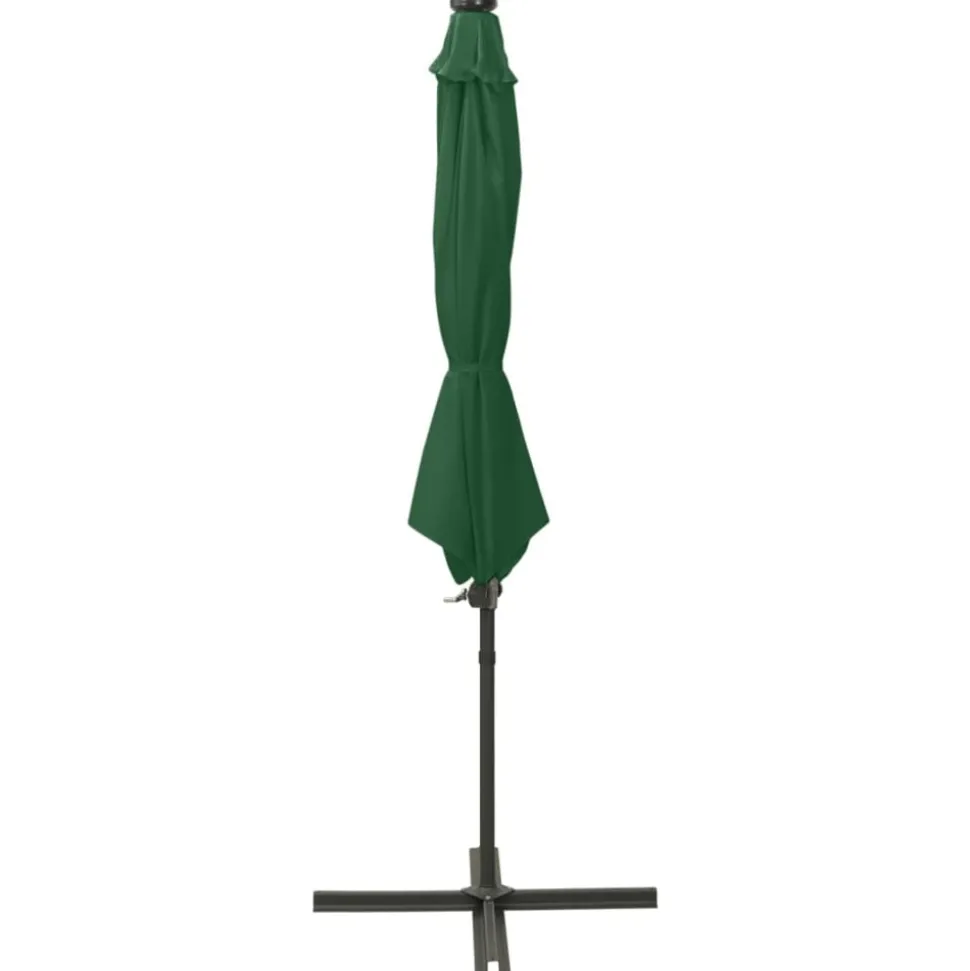 MAISON EXCLUSIVE - Parasol de jardin en porte-à-faux et mât et lumières led vert