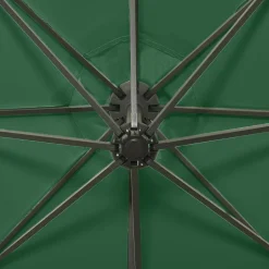 MAISON EXCLUSIVE - Parasol de jardin en porte-à-faux et mât et lumières led vert