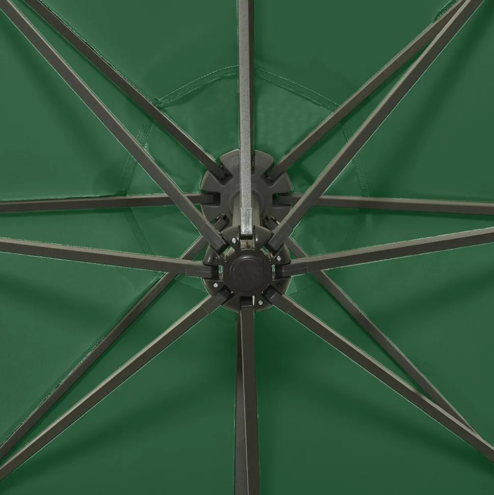 MAISON EXCLUSIVE - Parasol de jardin en porte-à-faux et mât et lumières led vert