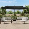 MAISON EXCLUSIVE - Parasol de jardin à double tête avec led noir 449x265 cm