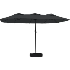 MAISON EXCLUSIVE - Parasol de jardin à double tête avec led noir 449x265 cm