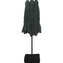 MAISON EXCLUSIVE - Parasol de jardin à double tête avec led noir 449x265 cm