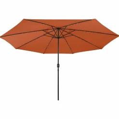 MAISON EXCLUSIVE - Parasol de jardin avec lumières led et mât en métal terre cuite