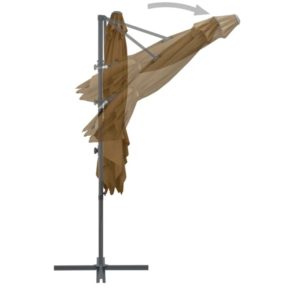 MAISON EXCLUSIVE - Parasol de jardin en porte-à-faux avec mât en acier taupe