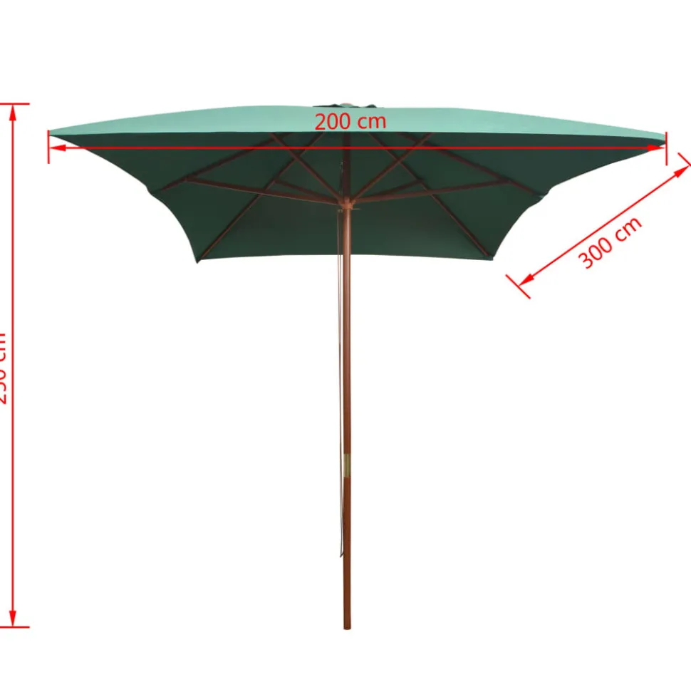 MAISON EXCLUSIVE - Parasol avec poteau en bois 200 x 300 cm vert