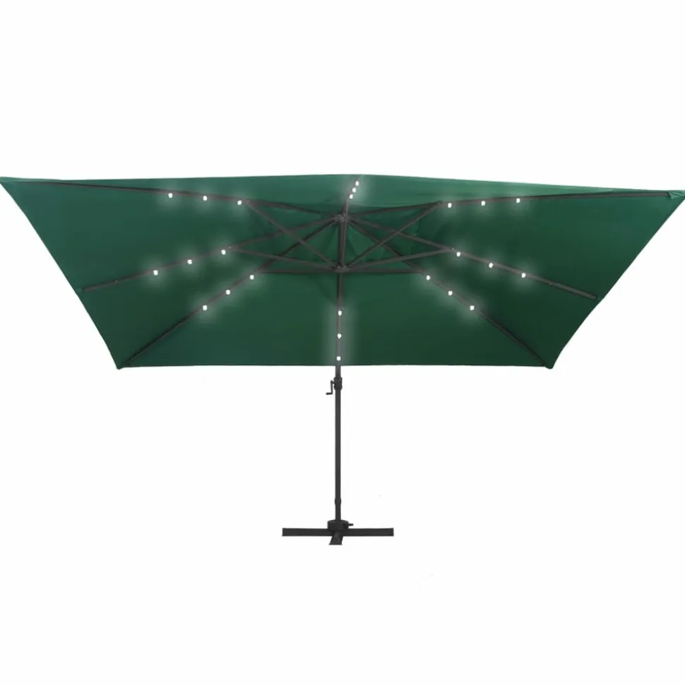 MAISON EXCLUSIVE - Parasol de jardin en porte-à-faux lumières led mât en aluminium