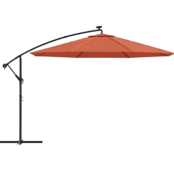 MAISON EXCLUSIVE - Parasol de jardin en porte-à-faux avec lumières led terre cuite